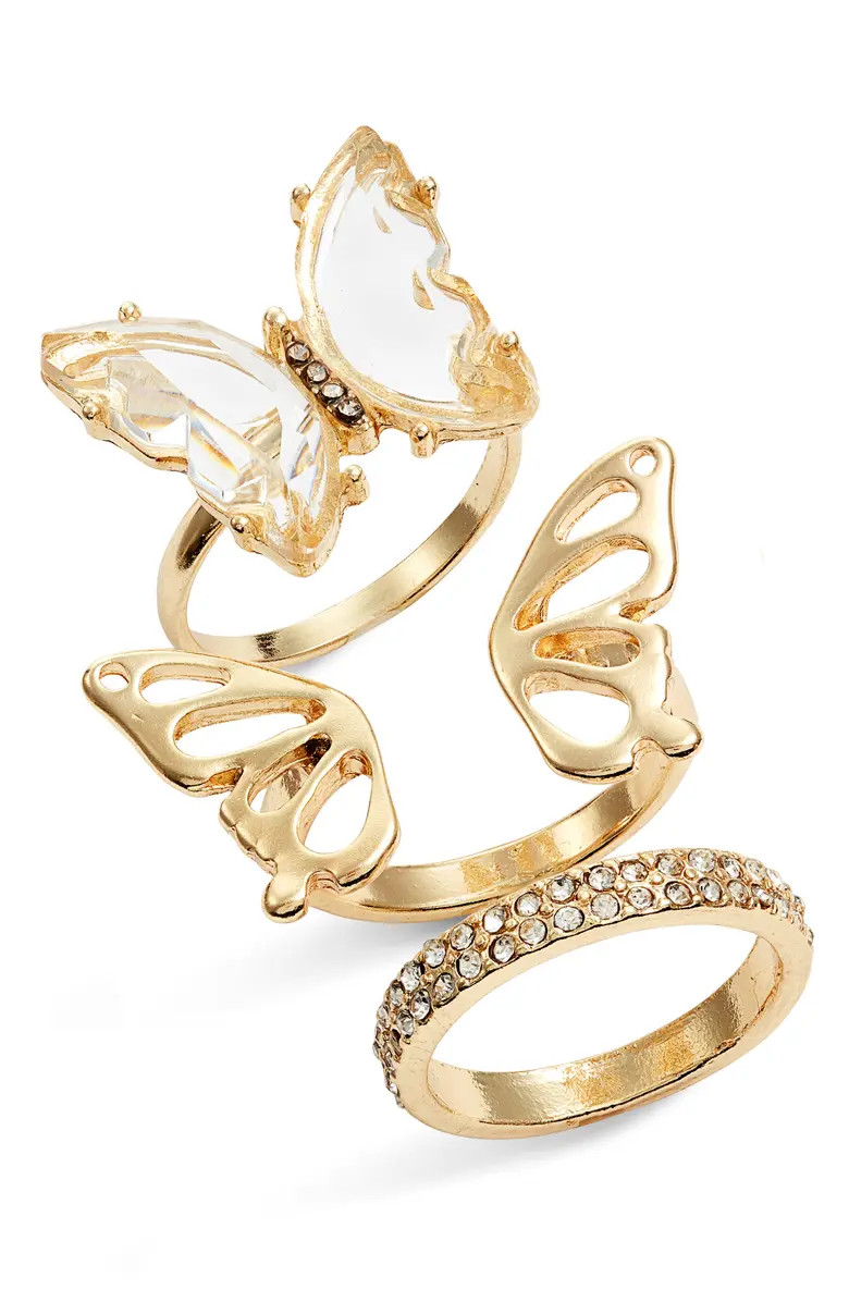 Set of 3 Butterfly Rings | Nordstrom
