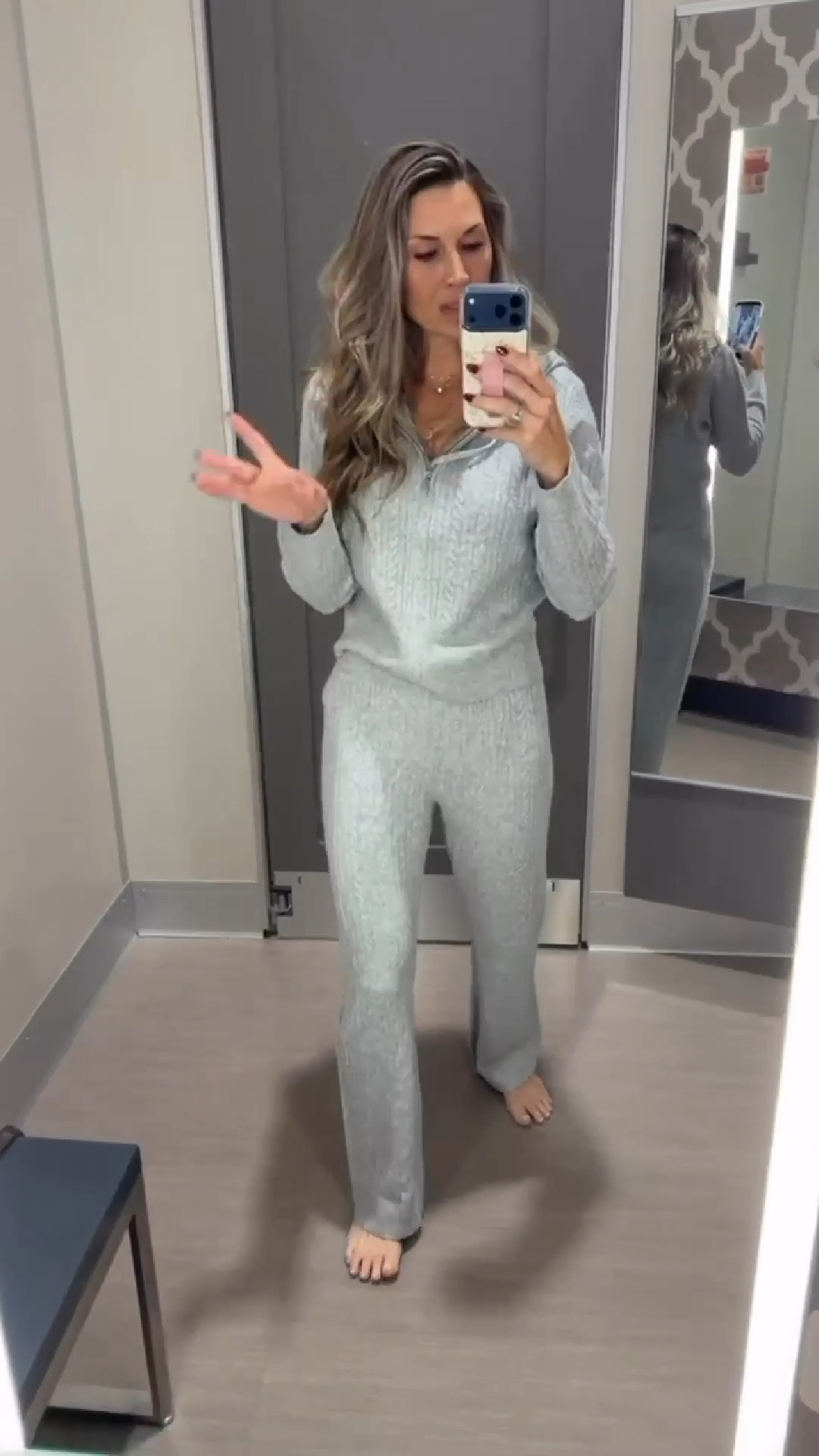 True to size grey cable knit sweater! 

#LTKStyleTip #LTKSeasonal #LTKFindsUnder50