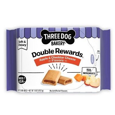 Three Dog Bakery Double Rewards Chewy with Apple and Cheese Flavor Dog Treats - 10oz | Target