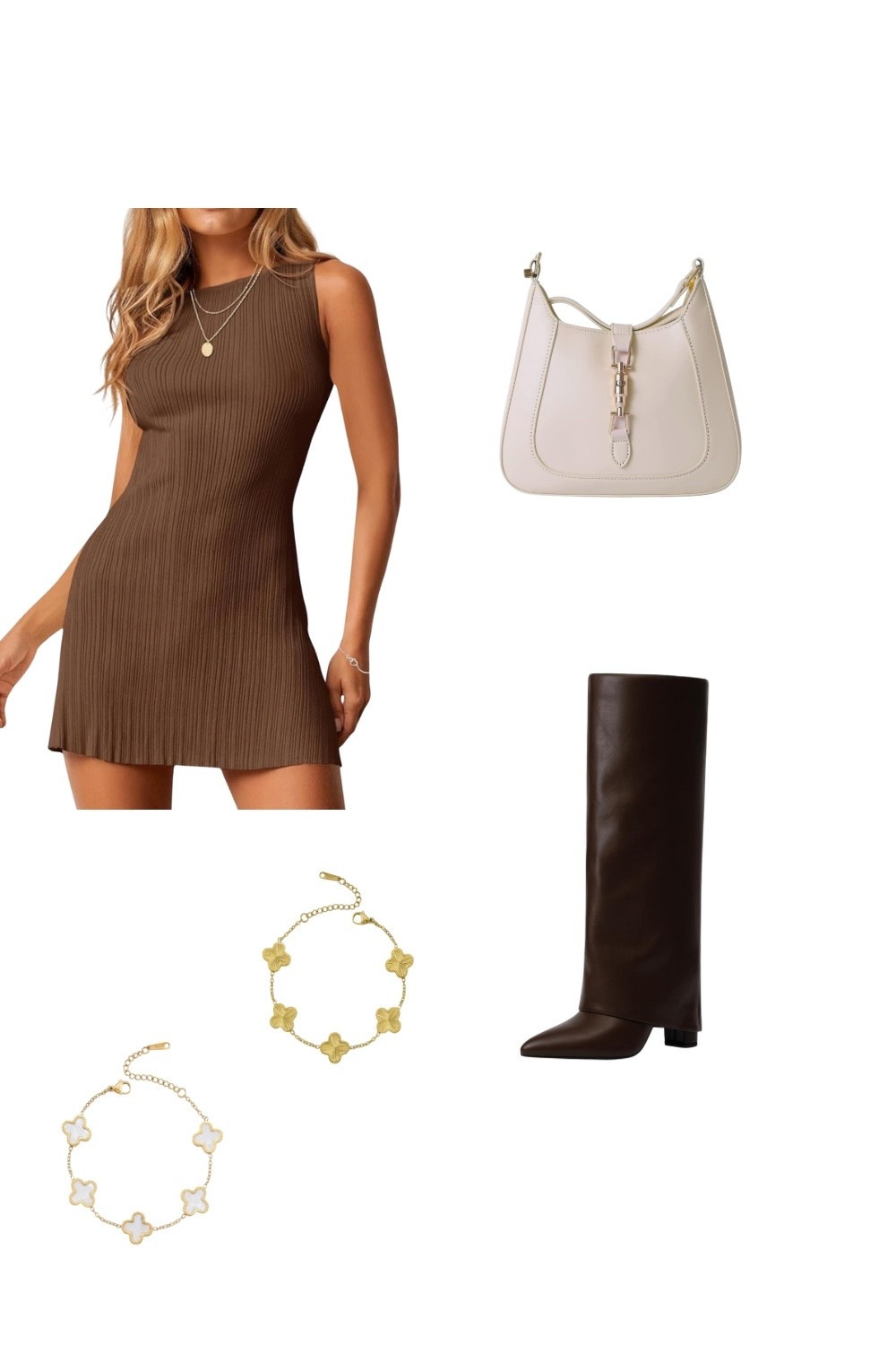 Fall Outfit
Elevate your fall fashion with this chic brown ribbed mini dress styled with dark brown knee-high boots, a white shoulder bag, and elegant gold bracelets. Perfect autumn outfit idea for brunch, date night, or a casual chic look. #falloutfits #autumnstyle #minidress


#LTKStyleTip #LTKFindsUnder50 #LTKFallSale