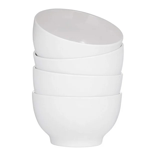 Everyday Ceramic Bowls - Cereal, Soup, Ice Cream, Salad, Pasta, Fruit, 20 oz. Set of 4 (White) | Walmart (US)