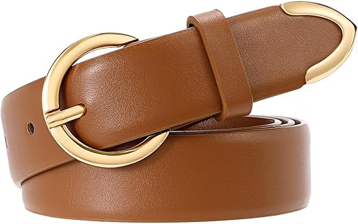 XZQTIVE Women’s Leather Belts for Jeans Pants Dresses Fashion Ladies Black Belt with Gold Buckl... | Amazon (US)