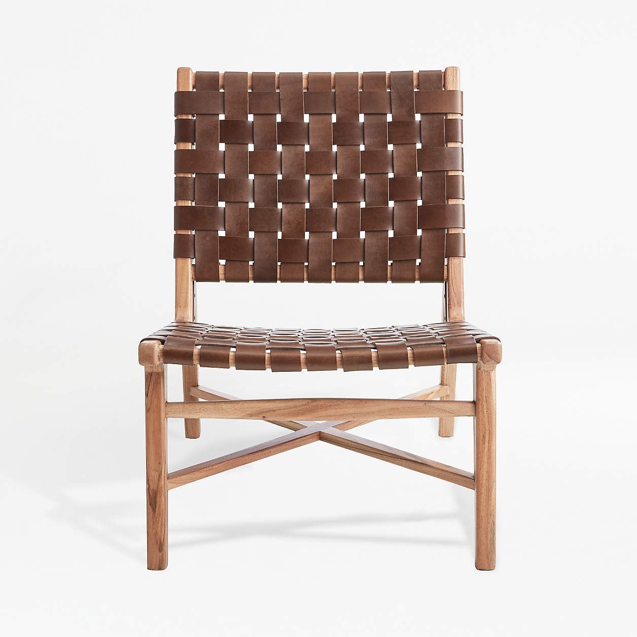 Taj White Woven Leather Strap Chair + Reviews | Crate & Barrel | Crate & Barrel