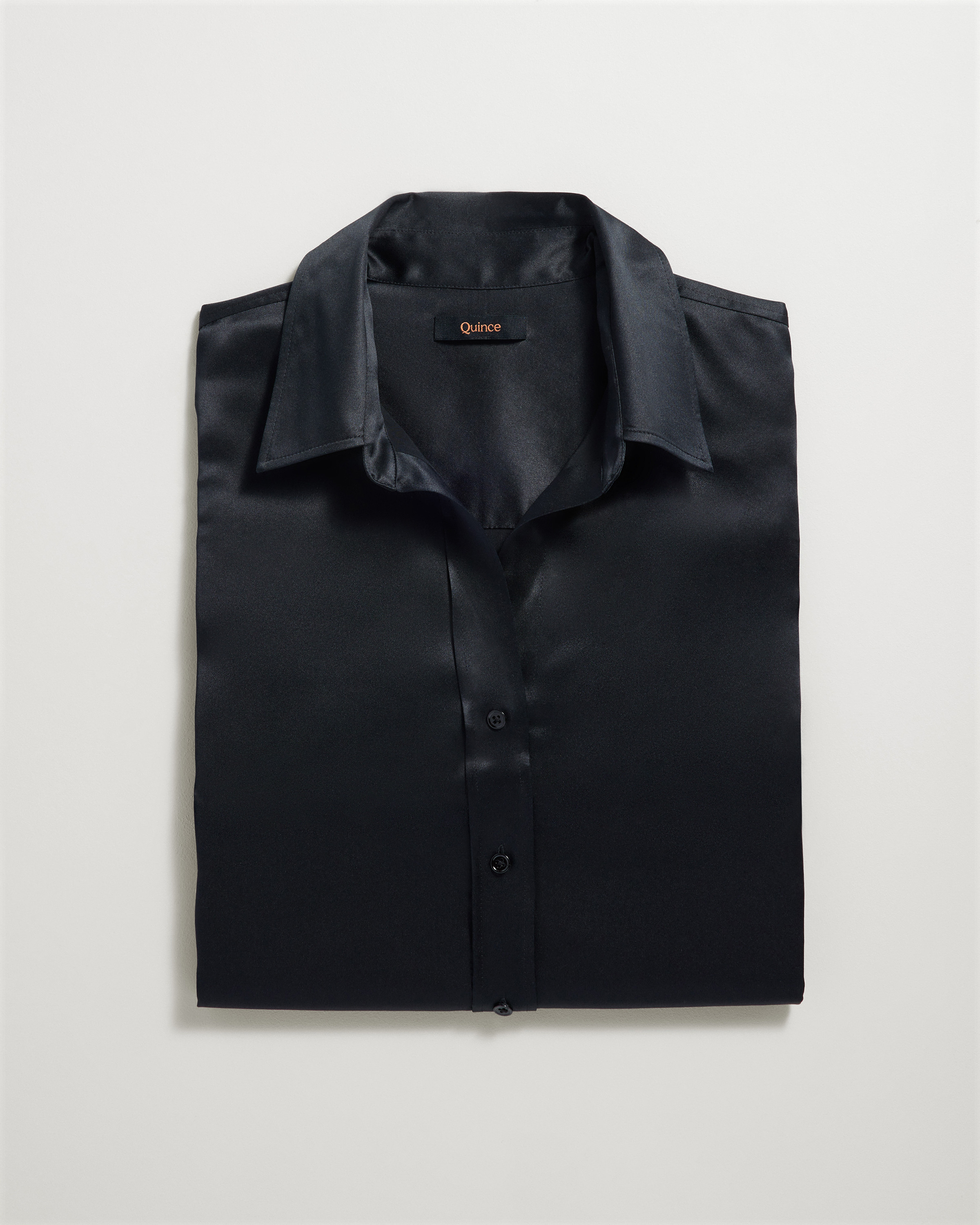 Quince | Women's Three-Quarter Sleeve Shirt in Black, Size Medium, Mulberry Silk | Quince