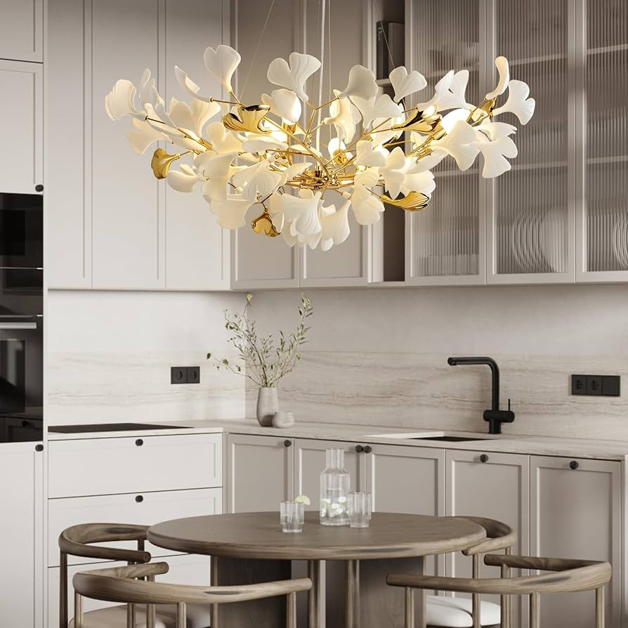 Tree Branch Chandelier Gold Ceramic Ginkgo Leaf Chandeliers Round 40 Inch Brass Chandelier Large ... | Amazon (US)