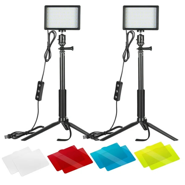 Neewer Dimmable 5600K USB LED Video Light 2-Pack with Adjustable Tripod Stand and Color Filters f... | Walmart (US)