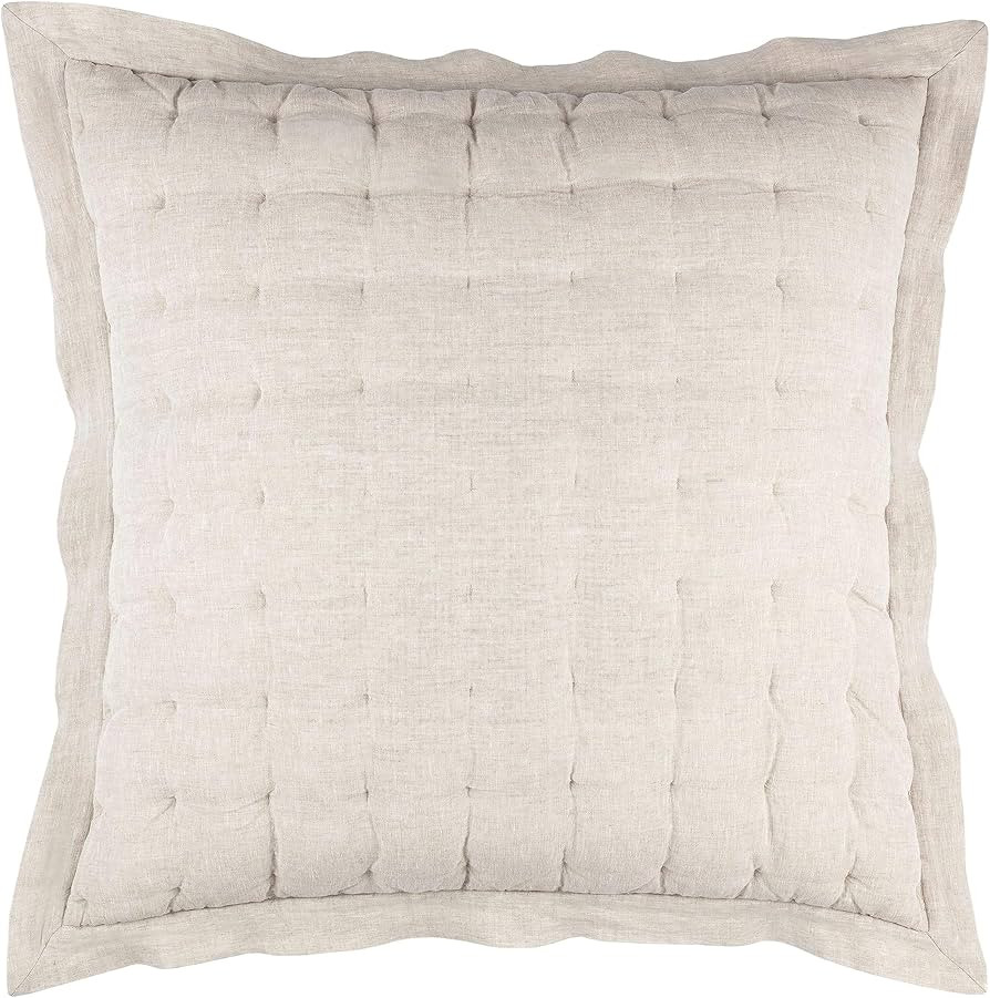 Lush Linen Natural Puff Pillow Sham, Euro Size, Neutral Solid Pattern | Amazon (US)