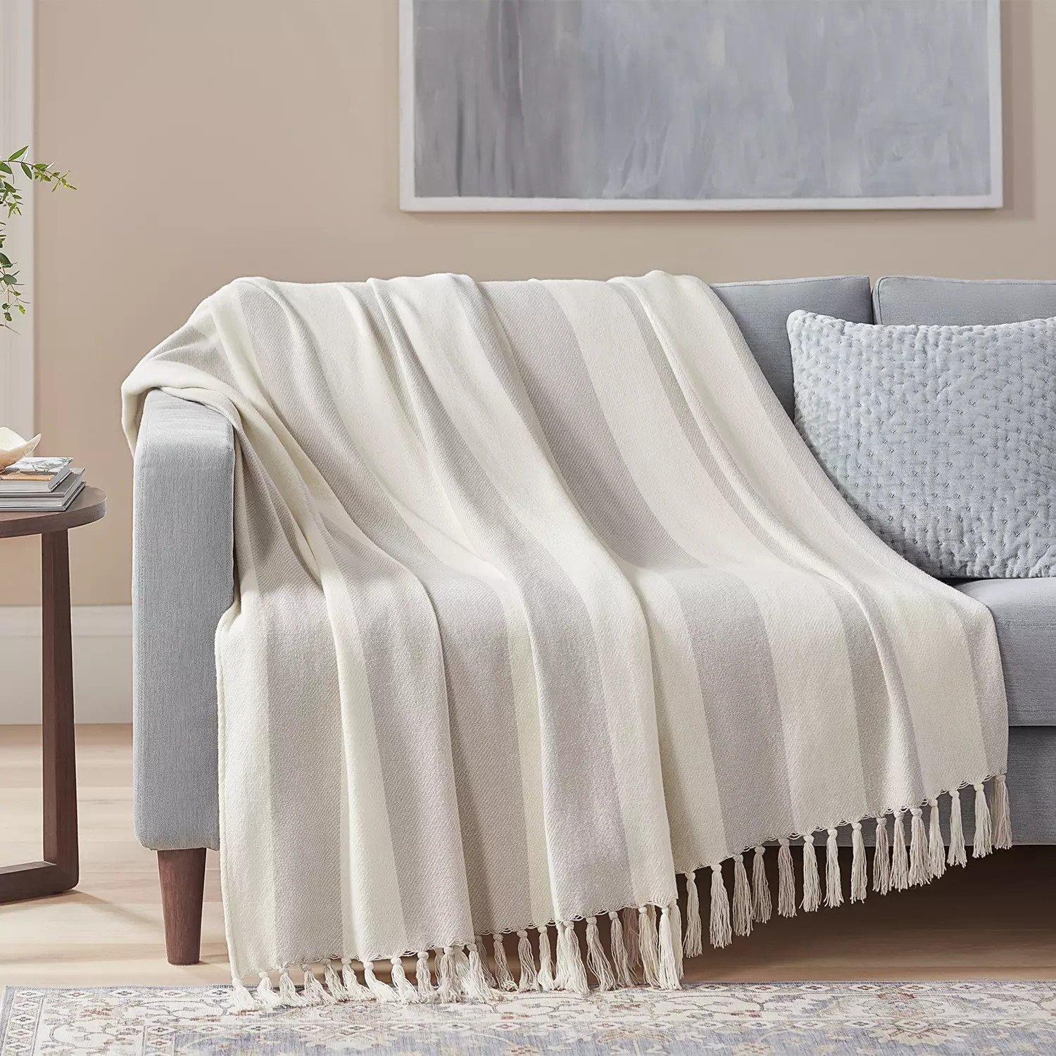 Member's Mark Cotton Stripe Throw with Tassels, 60" x 70" (Assorted Colors) | Sam's Club
