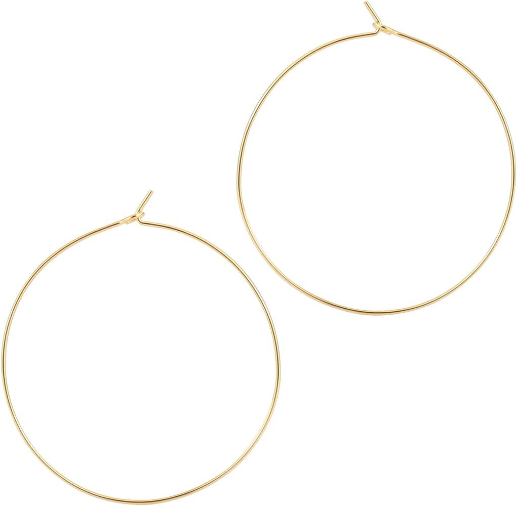 ESMATOO Thin Gold Hoop Earrings for Women - Hypoallergenic Lightweight Gold Hoop Earrings Dainty - L | Amazon (US)