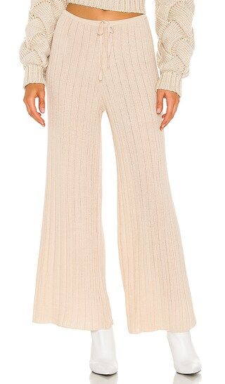 LOUNGE Baha Ribbed Wide Leg Pant in Sand | Revolve Clothing (Global)