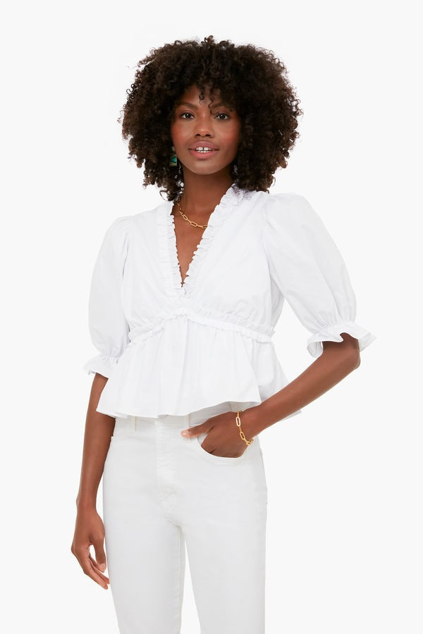 White Ruffle Rela Blouse | Tuckernuck (US)