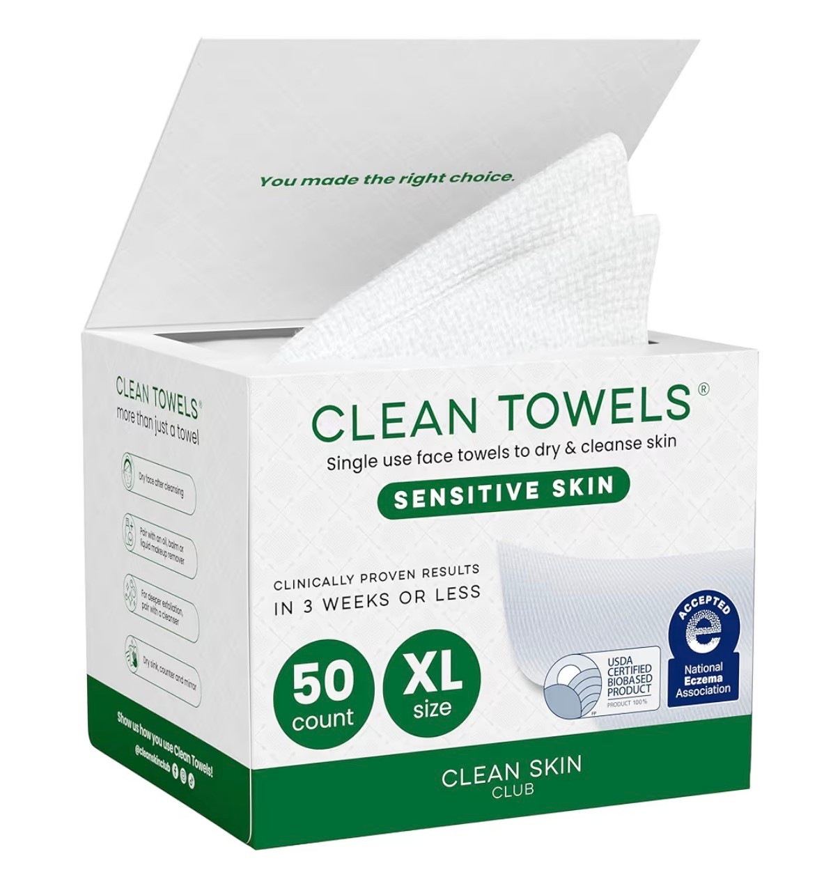 Clean Skin Club Clean Towels® XL Sensitive Skin | Ultra-Soft Disposable Face Towels Infused with Aloe & Glycerin | Dermatologist-Approved Towels for Sensitive Skin, Makeup Remover Dry Wipes, 50 count

#LTKBeauty #LTKTravel #LTKSpringSale