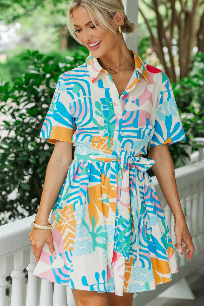 True To The Tropics Blue Abstract Dress | The Mint Julep Boutique