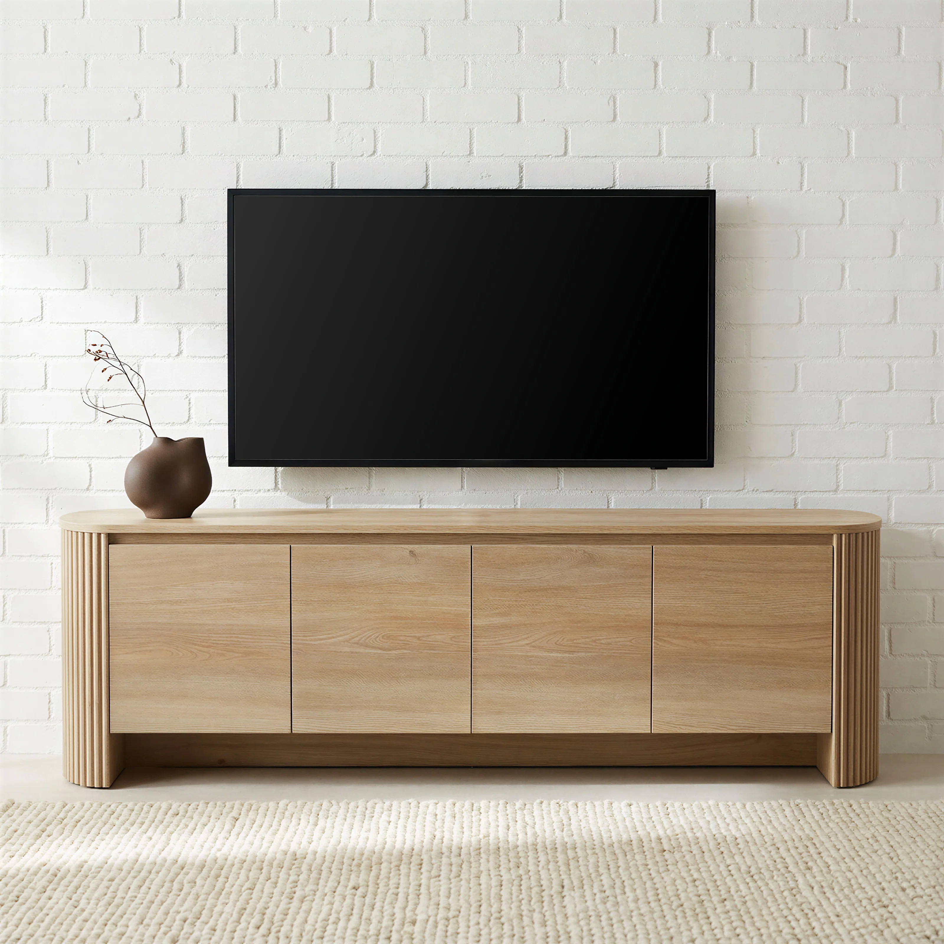 Cove Fluted 70.8" TV Stand for TVs up to 85", Entertainment Center With 4 Storage Cabinets | Wayfair North America
