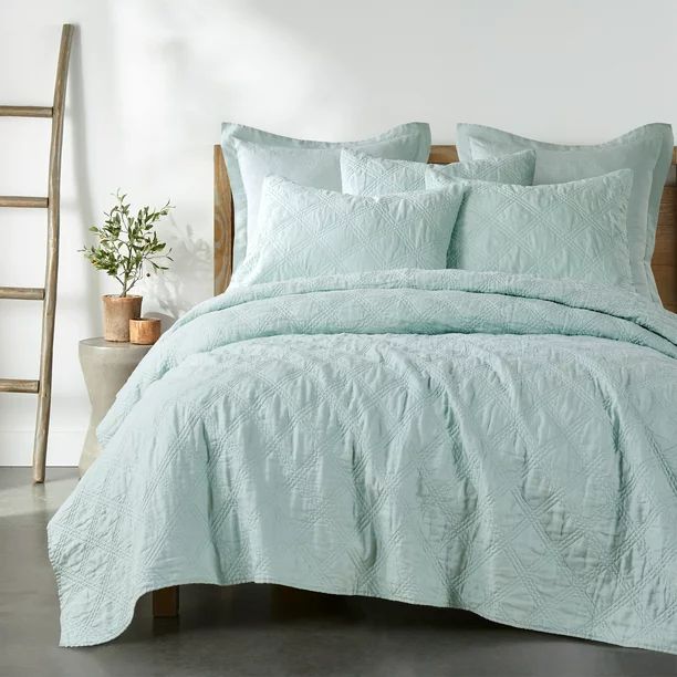 Levtex Home - 100% Linen Front/100% Cotton Back - Full/Queen Quilt - Washed Linen - Spa - Quilt S... | Walmart (US)