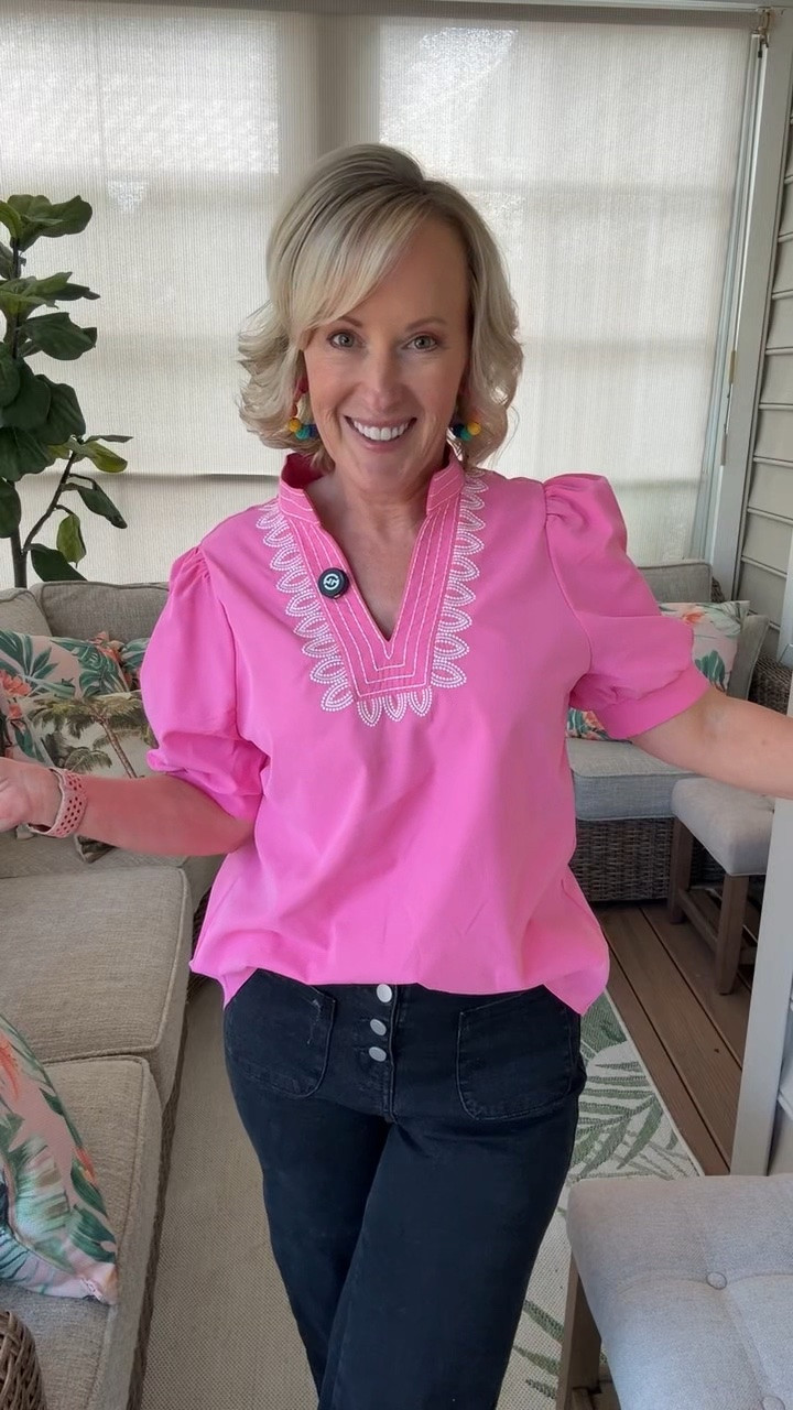 I’m loving this fun summer look - all from Amazon!! This puff sleeve blouse adds a pop of color to any look and pairs perfectly with these wide leg jeans and my jelly mesh mules which are so trendy for summer! Shop my look 🩷

#LTKootd #LTKgrwm #LTKSeasonal