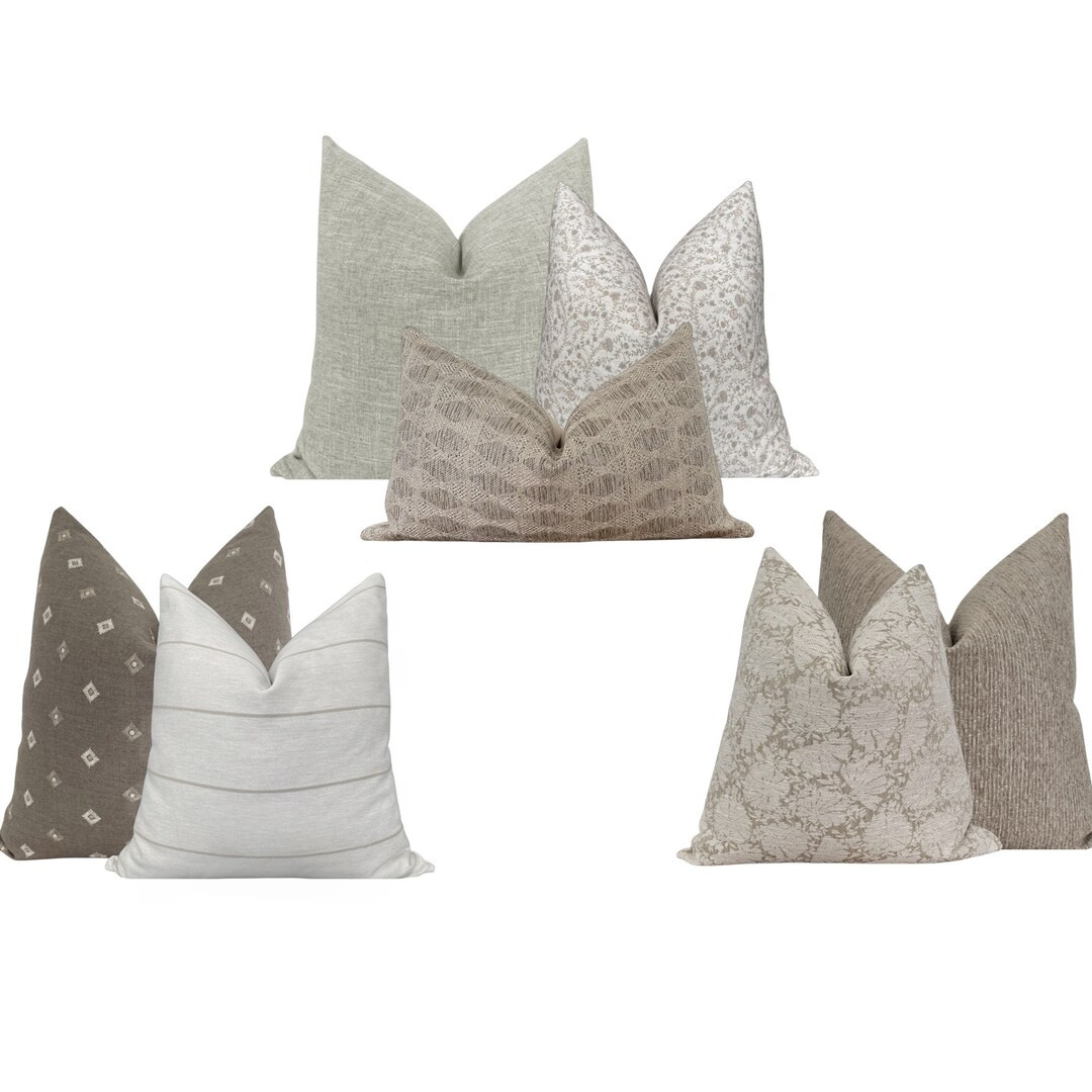 Brown and Sage Sectional Pillow Set, Cover Only - Etsy | Etsy (US)