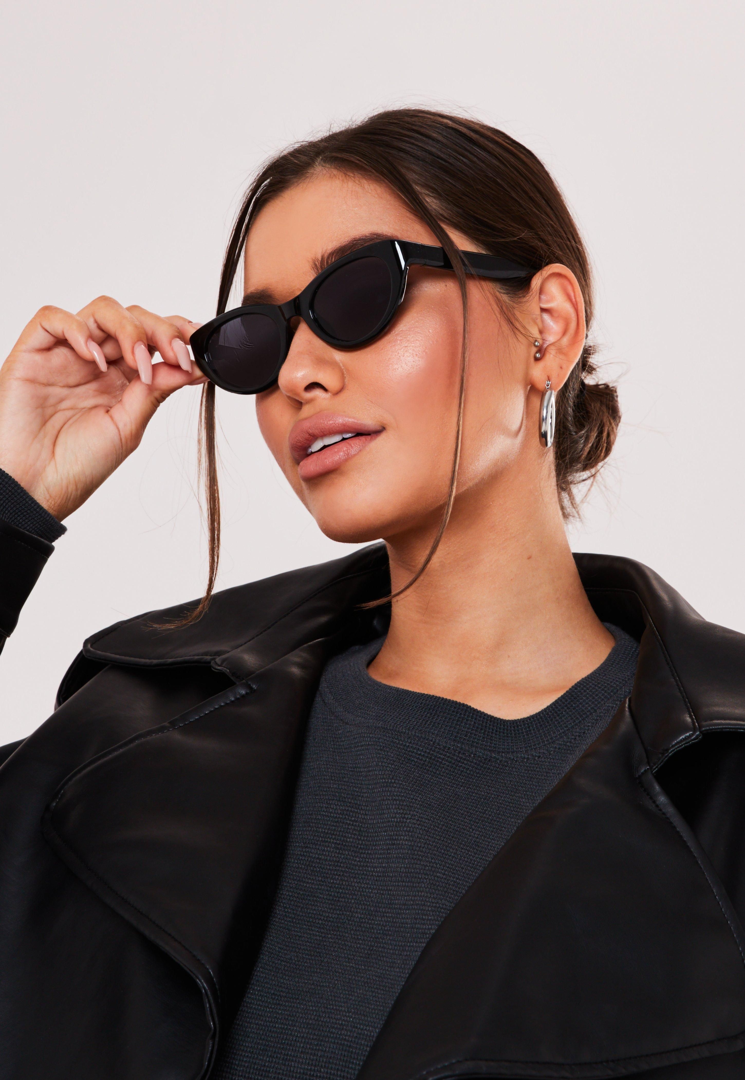 Black Oval Cateye Sunglasses | Missguided (US & CA)