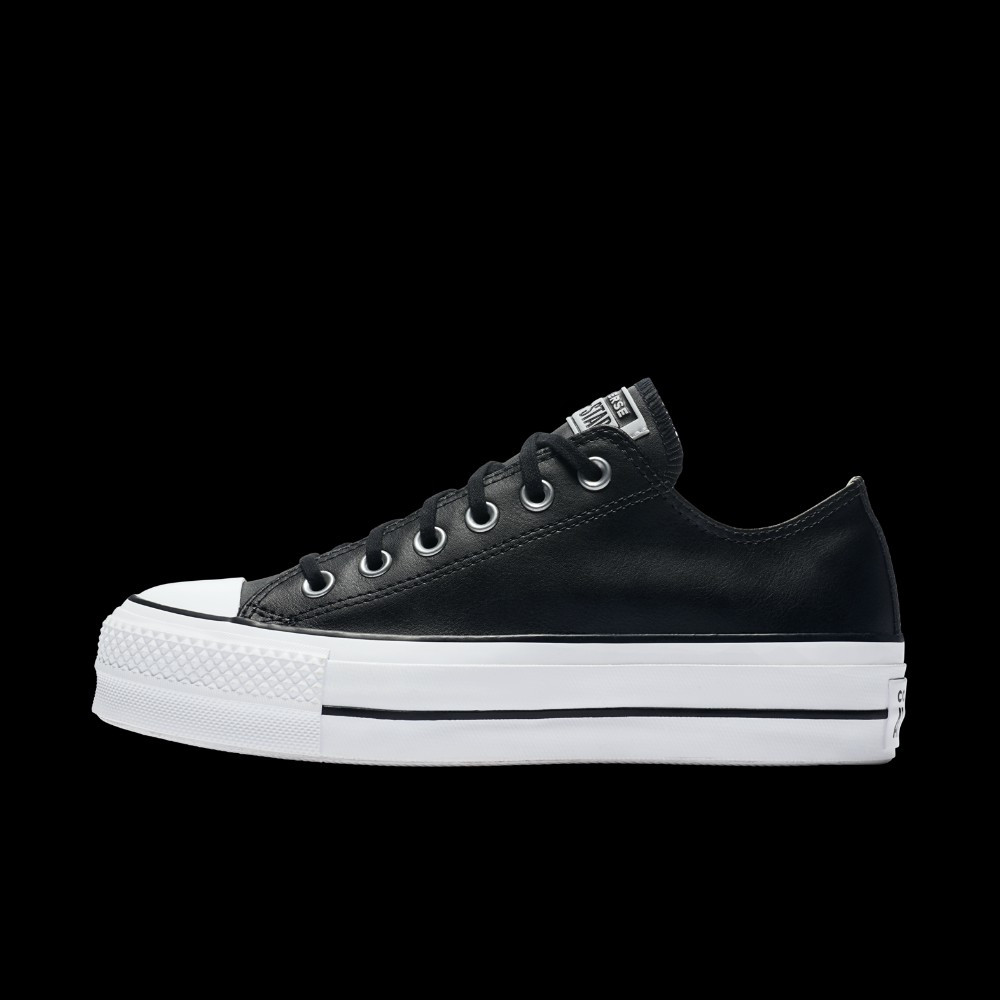 Converse Chuck Taylor All Star Lift Clean Leather Low Top Leather Women's Shoe Size 10 (Black) | Converse (US)