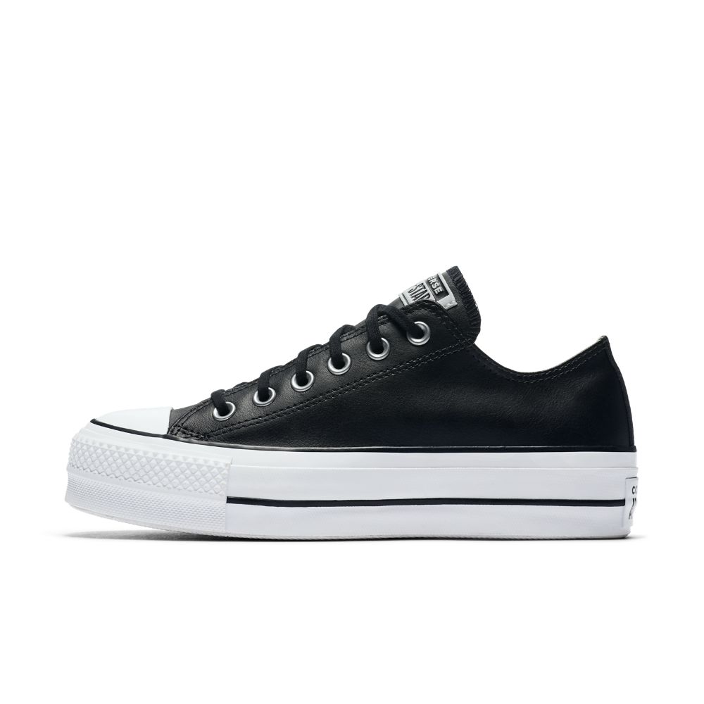 Converse Chuck Taylor All Star Lift Clean Leather Low Top Leather Women's Shoe Size 10 (Black) | Converse (US)