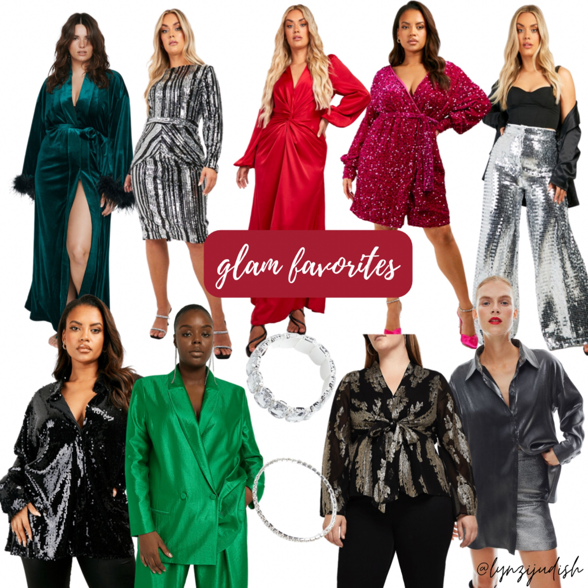 Glam Favorites 

Size 16 influencer, size 16 style, plus size fashion, plus size style, teal feather robe, silver sequin dress, red satin gown, pink velvet dress, silver sequin wide leg pants, black sequin shirt, green blazer, rhinestone brackets, blouse, silver shirt 

#LTKHoliday #LTKunder50 #LTKcurves