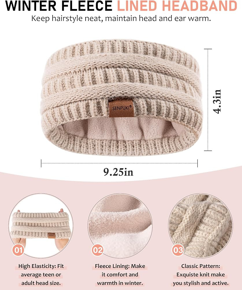 Womens Winter Beanie Hat Scarf Gloves Headband Set, Slouchy Beanie Ear Warmer Knit Scarf Touchscr... | Amazon (US)