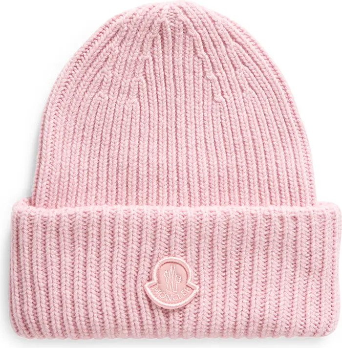 Logo Patch Rib Wool Beanie | Nordstrom