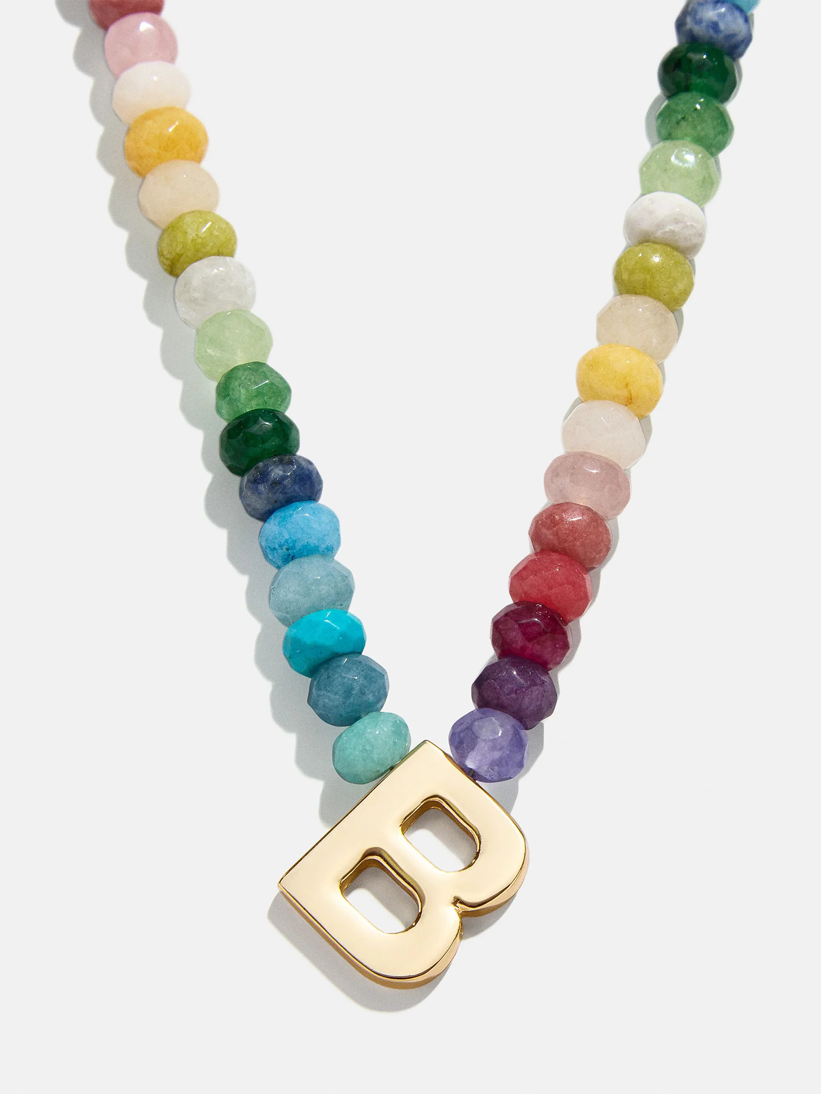 Semi-Precious Block Initial Necklace - Multi - B | BaubleBar