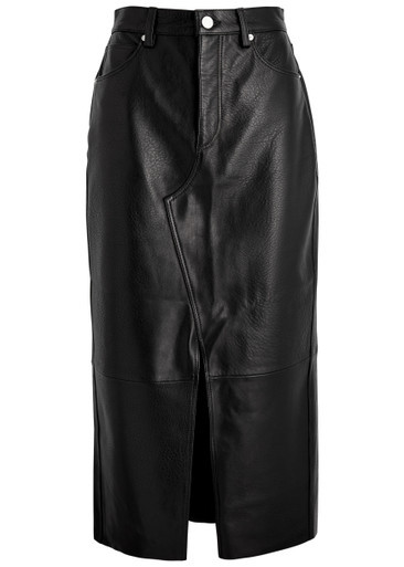 Grained leather midi skirt | Harvey Nichols