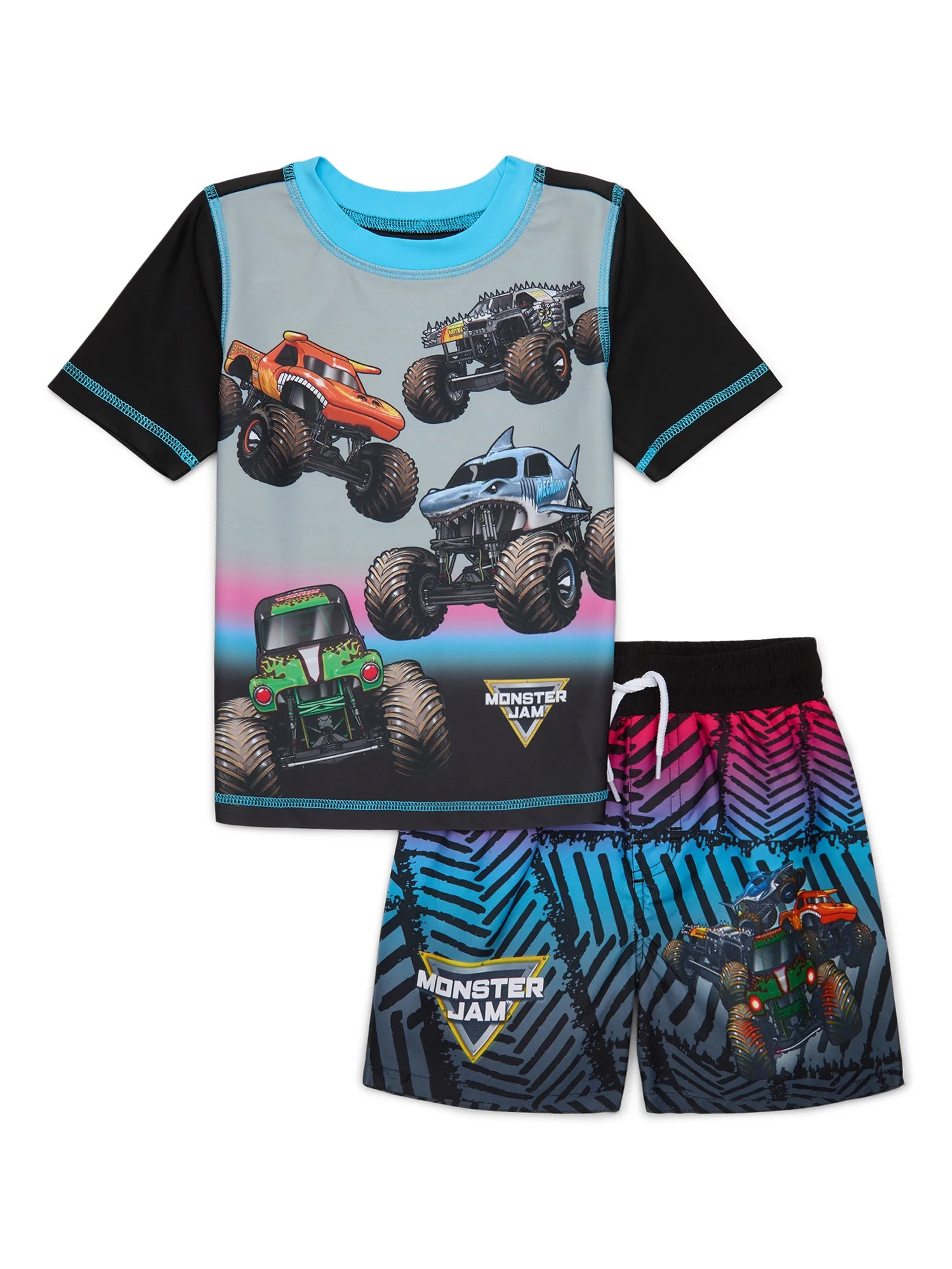 Character Toddler Boy Short- Sleeve Rash Guard and Swim Shorts Set, 2-Piece, Sizes 12M-5T | Walmart (US)
