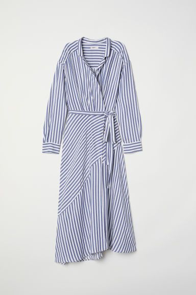 H & M - Striped Wrap-front Dress - Blue | H&M (US + CA)