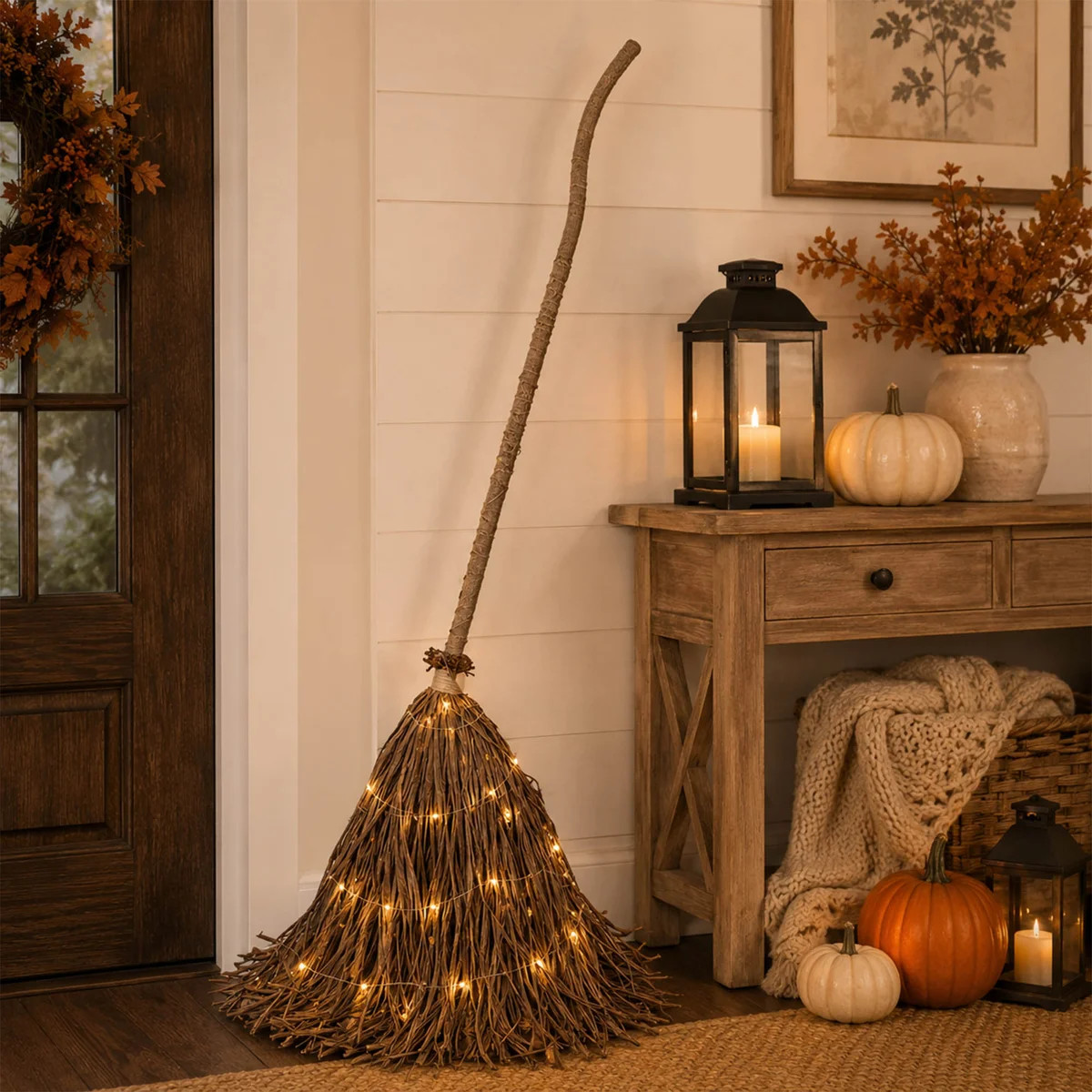 5.5 Ft Light Up Halloween Witches Broom Decoration | Wayfair North America
