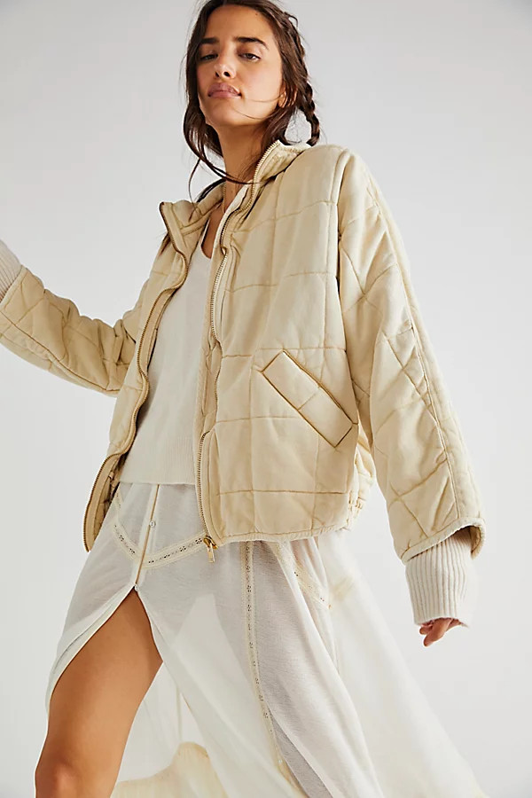 Dolman Quilted Knit Jacket by Free People, Vanilla Creme, M | Free People (Global - UK&FR Excluded)
