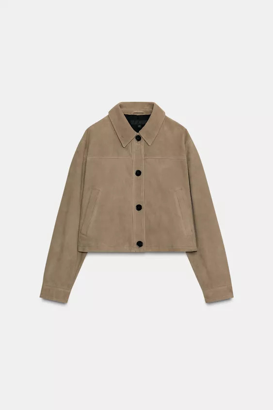 100% LEATHER SHIRT COLLAR JACKET | Zara Canada