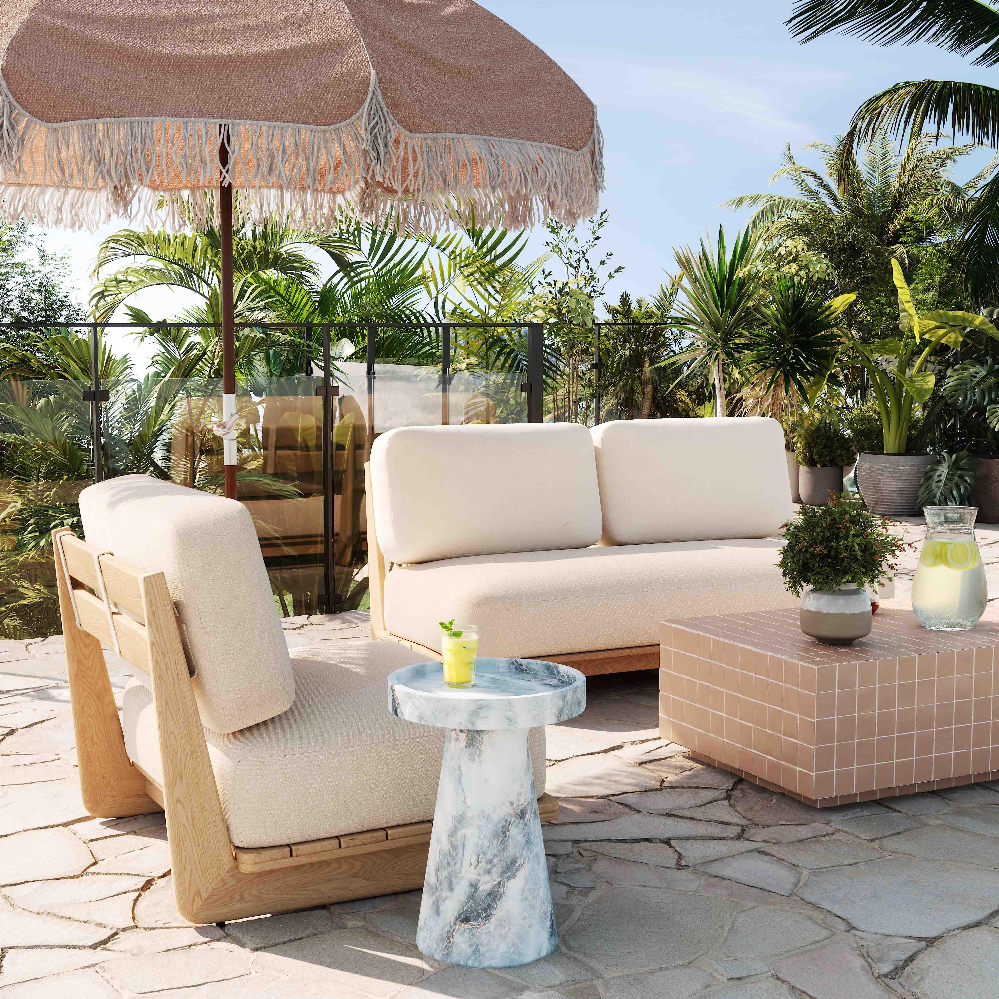 TOV Furniture Reavan Outdoor Lounge Sofa, Cream | Ashley