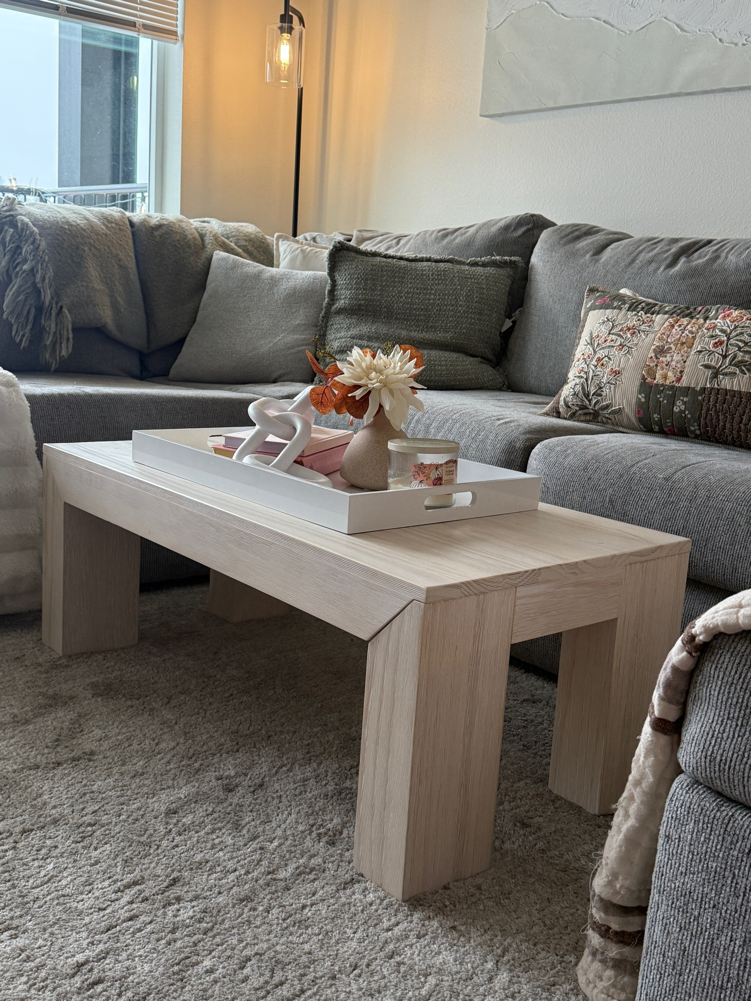 Decorated with a pink Bible and pink notebook🤍💕 a few things are hard to find exact but the coffee table and the tray are the base and then work your magic from there and add what you love 🤍💕  Coffee table is in the shade coastal white! 

#LTKHome