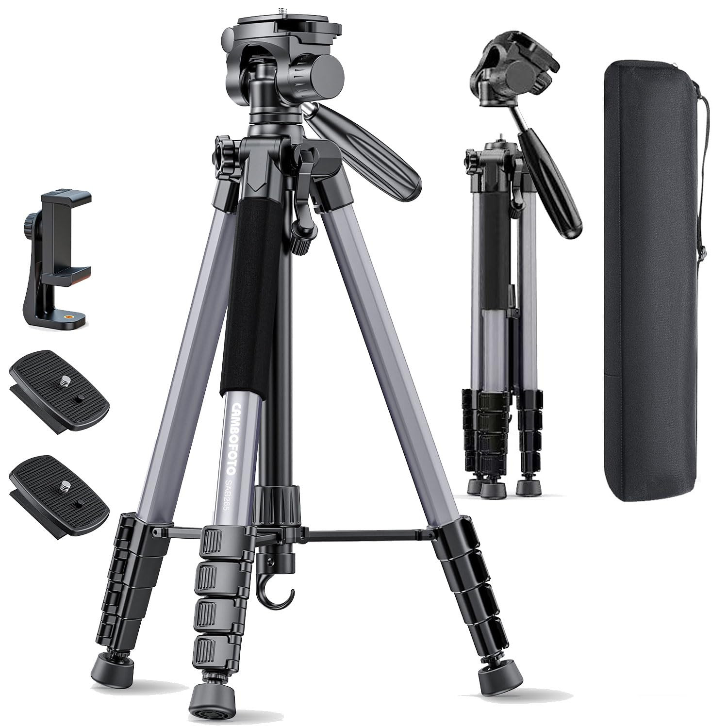 74"-Camera-Tripod, Professional Aluminum Tripod Stand, Head and Leg for Mirrorless Camera/DSLR/Ce... | Amazon (US)