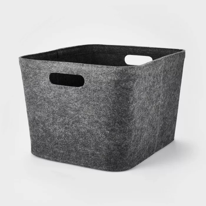 10.5"x14" Medium Felt Basket with Stitching Dark Gray - Project 62™ | Target