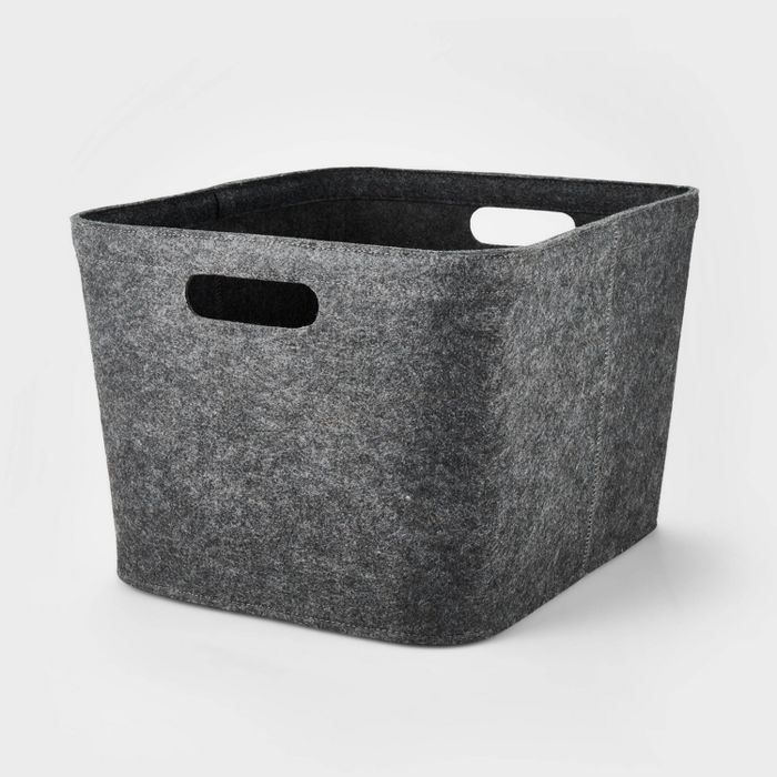 10.5&#34;x14&#34; Medium Felt Basket with Stitching Dark Gray - Project 62&#8482; | Target