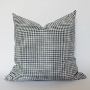 Blue Gingham Pillow Cover, Blue Plaid Throw Pillow, Navy Blue Throw Pillow, Dark Blue Cushion Cov... | Etsy (US)