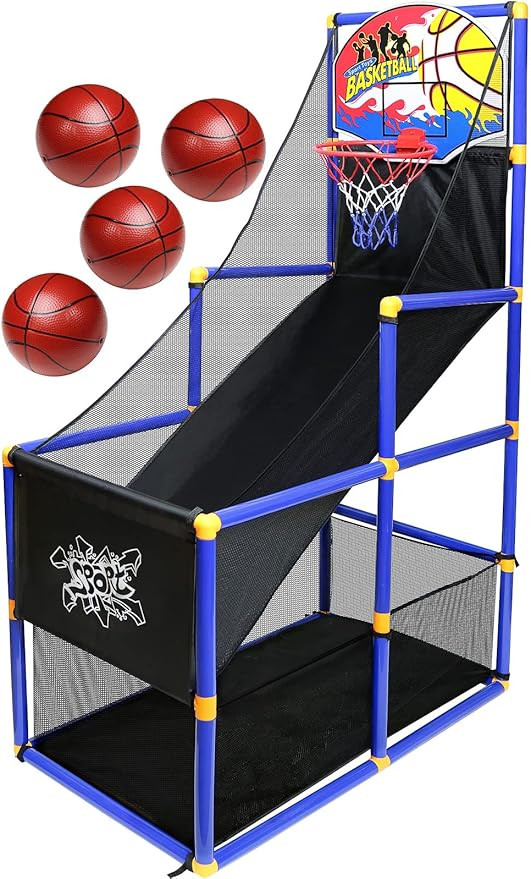 Kiddie Play Toy Basketball Hoop Arcade Game Set | with 4 Balls & Air Pump, Indoor Outdoors Sports... | Amazon (US)