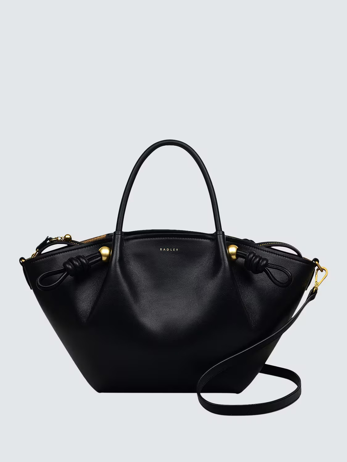 RadleyThe Romilly Leather Medium Zip Top Grab Bag, Black | John Lewis (UK)