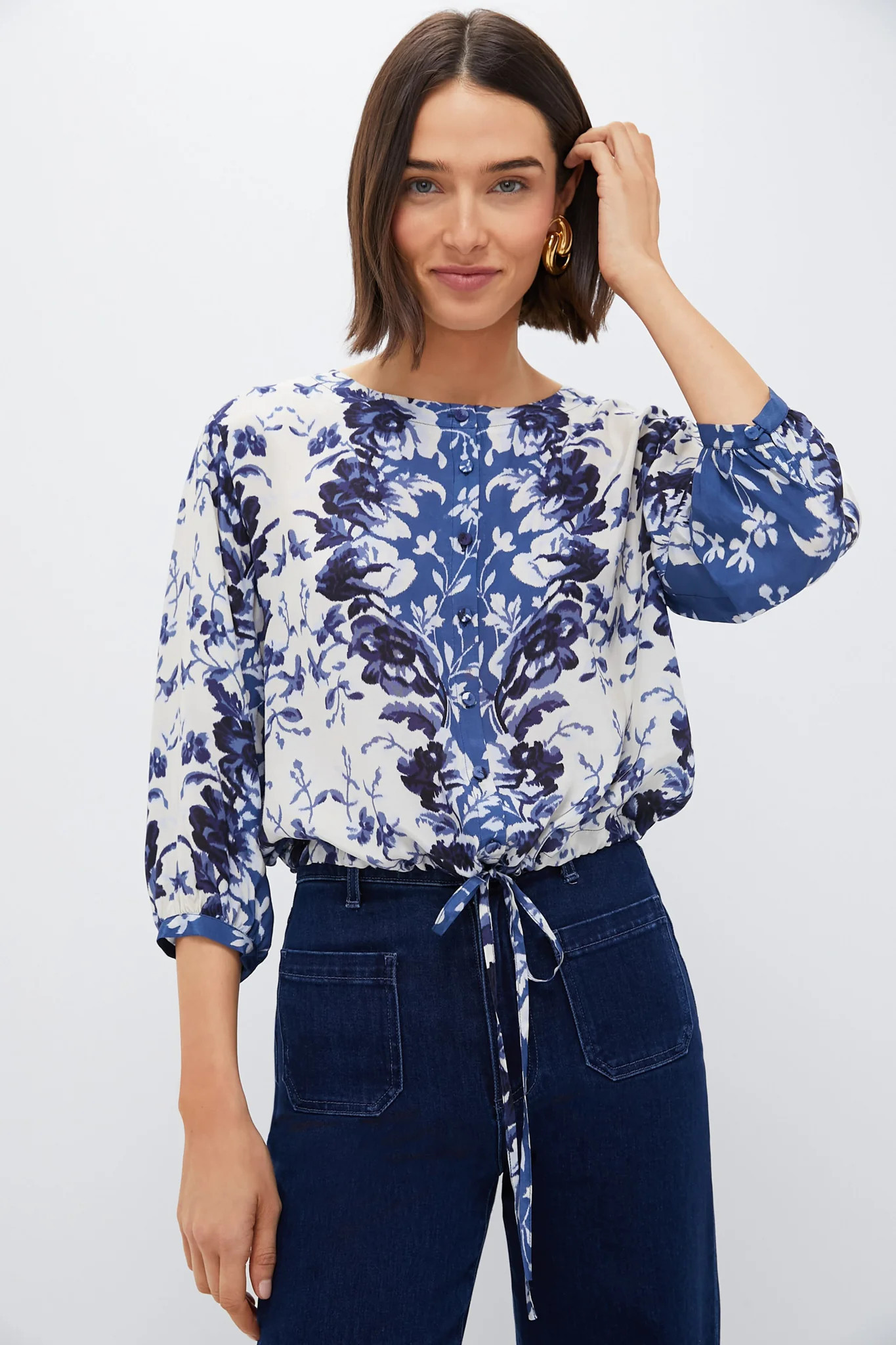 Indigo Reflection Kennedi Tie Blouse | Tuckernuck (US)