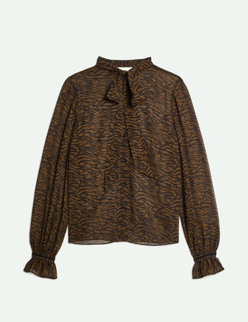 Pure Silk Animal-Print Tie-Neck Blouse | Marks & Spencer (UK)