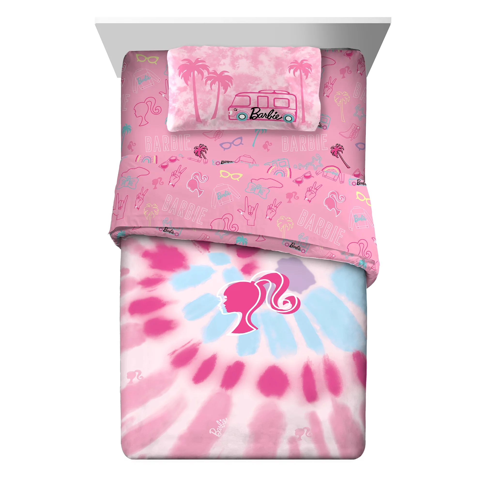 Barbie Kids Twin Tie-Dye Bed-in-a-Bag, Comforter and Sheets, Mattel | Walmart (US)