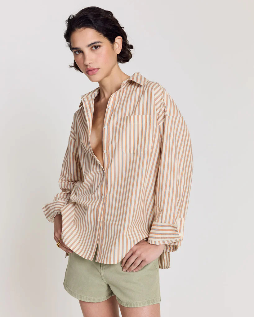 Hector shirt orange, blue and off-white stripes | Balzac Paris US