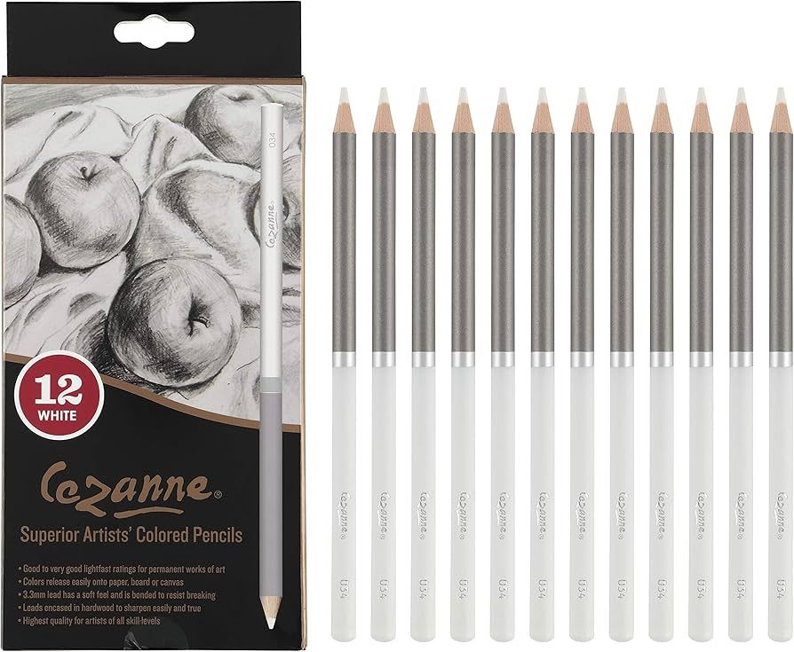 Creative Mark Cezanne Premium Colored Pencils White Set of 12 - Highly-Pigmented Drawing Pencils ... | Amazon (US)