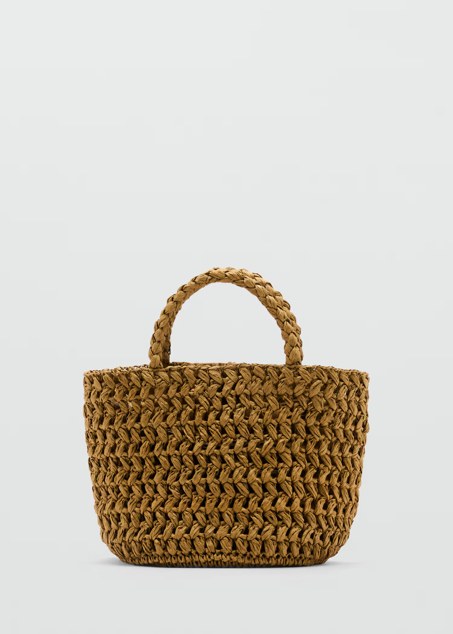 Natural-fiber double-handle bucket bag - Women | MANGO USA | Mango (US/MX/AU)