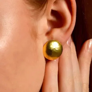 Silver Hammered Dome Earrings in 24K Gold, Hand Hammered Domed Disc Earrings, Antique Inspired Ro... | Etsy (Global)