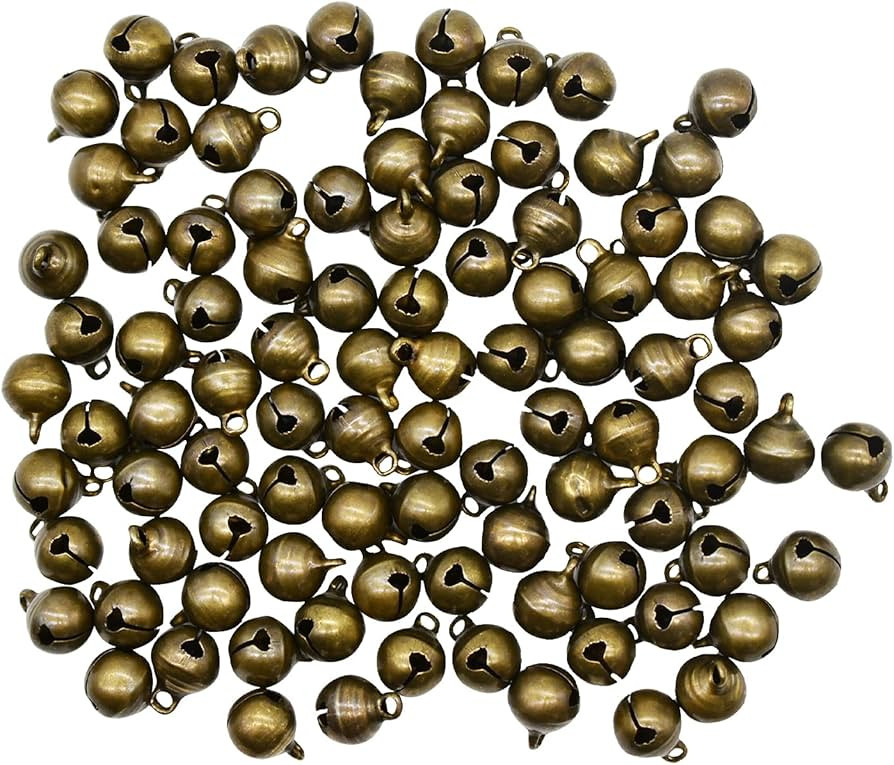 Maydahui 100 PCS Small Jingle Bell 1/2 inches Vintage Bronze Mini 10mm Alloy Beads DIY for Jewelr... | Amazon (US)